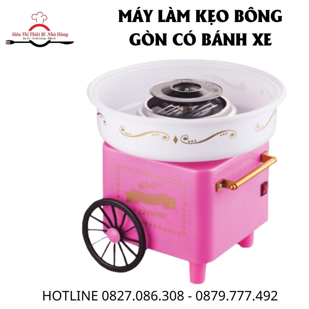 Máy làm kẹo bông gòn có bánh xe