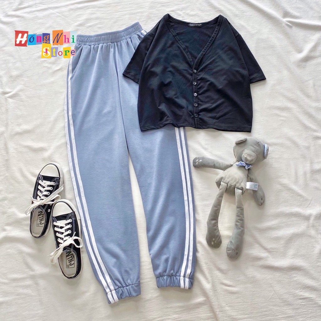 Quần Jogger Line Ulzzang Unisex Jogger Xám 2 Sọc Trắng Dáng Rộng - MM