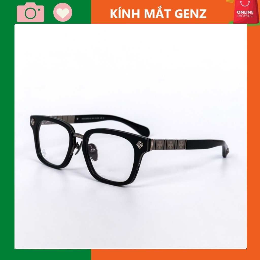 Gọng kính kim loại Chome heart - Xu hướng Kính mắt nam nữ Chome hearts mắt vuông thời trang 6085