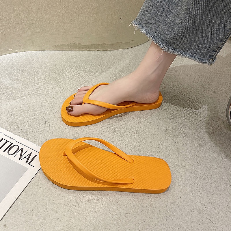 2023 Cho Nữ Dép Sandal Xỏ Ngón Màu Trơn Nhẹ Nhàng Thời Trang Đi Biển Dép lê