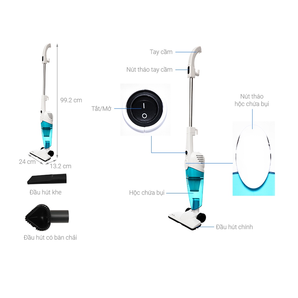 Máy Hút Bụi Cầm Tay Màu Xanh Hãng M.i- Máy Hút Bụi Vacuum Cleaner DX118C  Bảo Hành 12 Tháng