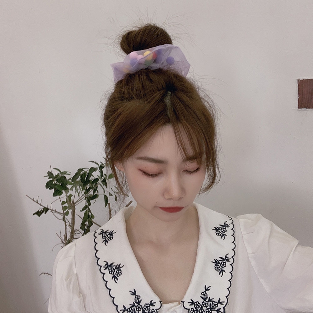 Dây Buộc Tóc Họa Tiết Hoa Cúc Màu Tím Co Giãn Tốt Xinh Xắn