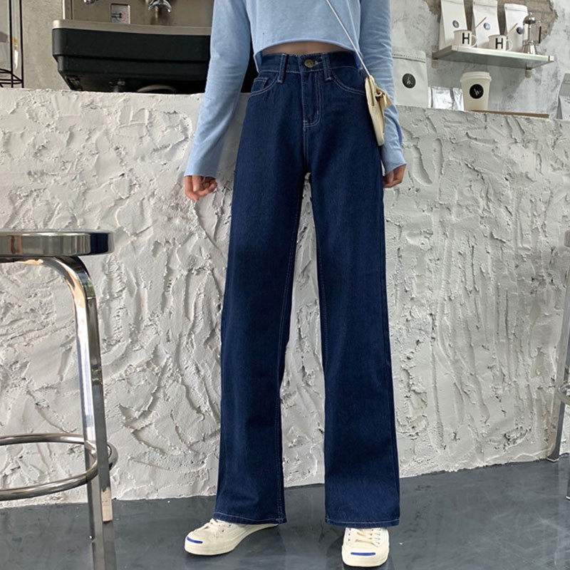 Xiaozhainv Quần jean lưng cao ống suông phong cách retro thời trang cho nữ | BigBuy360 - bigbuy360.vn