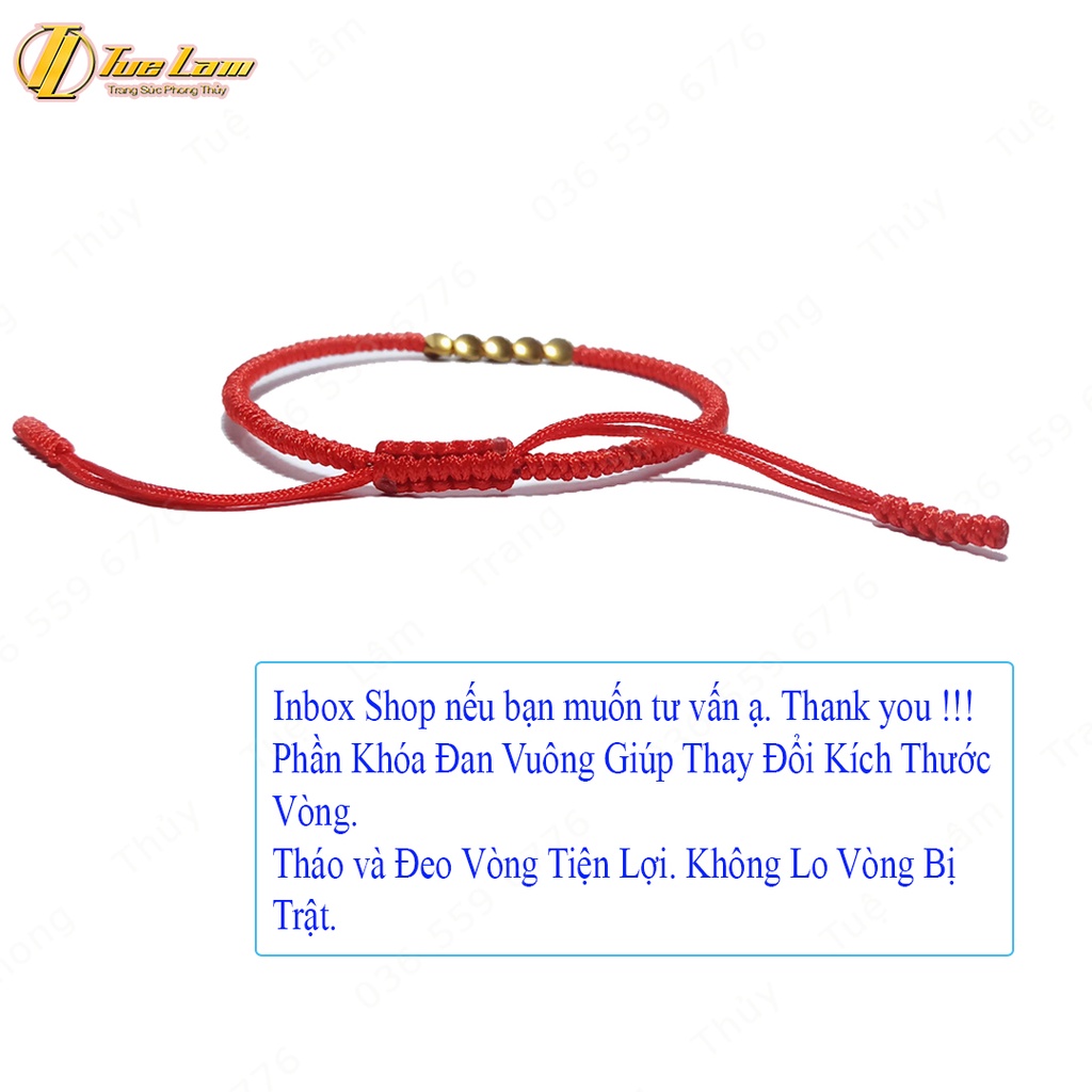 Vòng Tay Chỉ Đỏ May Mắn Mix Bi Màu Vàng Hợp Mệnh Bện Handmade - Tuê Lâm