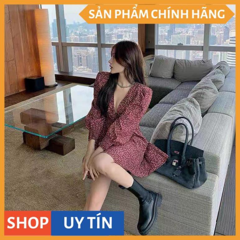 Đầm hoa xòe tay dài phồng nhẹ, cổ V xinh yêu, dự tiệc đi chơi bao đẹp sang sảnh cao cấp - Thời Trang VADA - D234 | BigBuy360 - bigbuy360.vn
