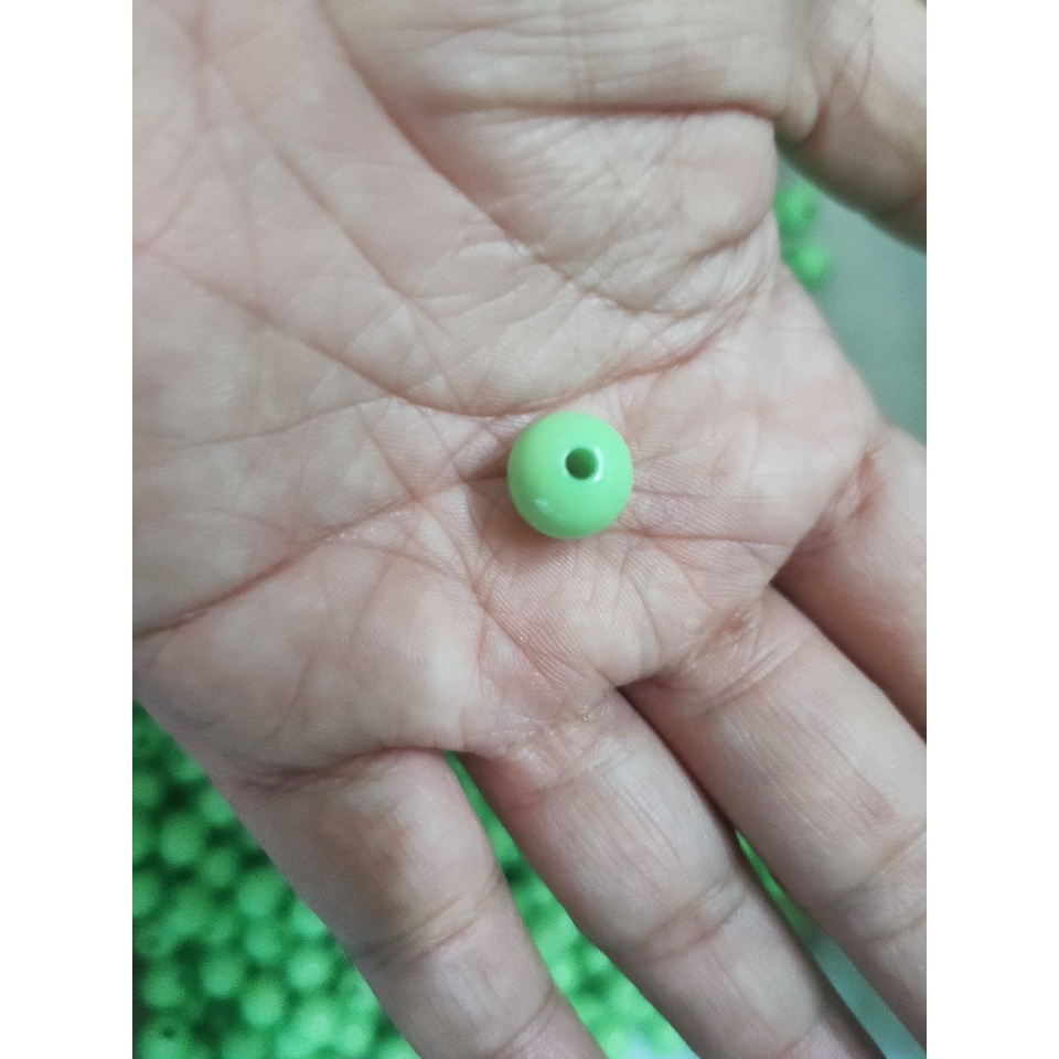 10-25-50gam hạt nhựa tròn bóng màu xanh cốm size 10mm