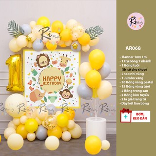 Set bóng trang trí sinh nhật bé trai, bé gái tone vàng