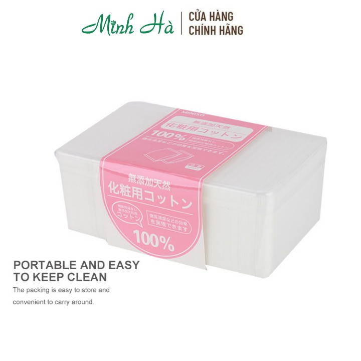 Bông tẩy trang Miniso Nhật Bản 1000 miếng chuyên dùng đắp nước hoa hồng, toner, lotion