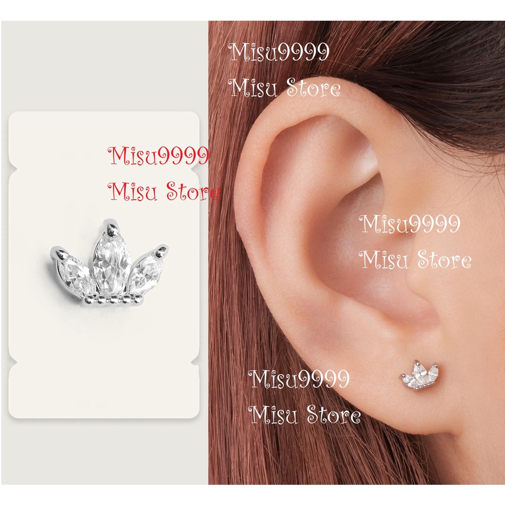 Khuyên titan 3 cánh Lá kim bi vặn