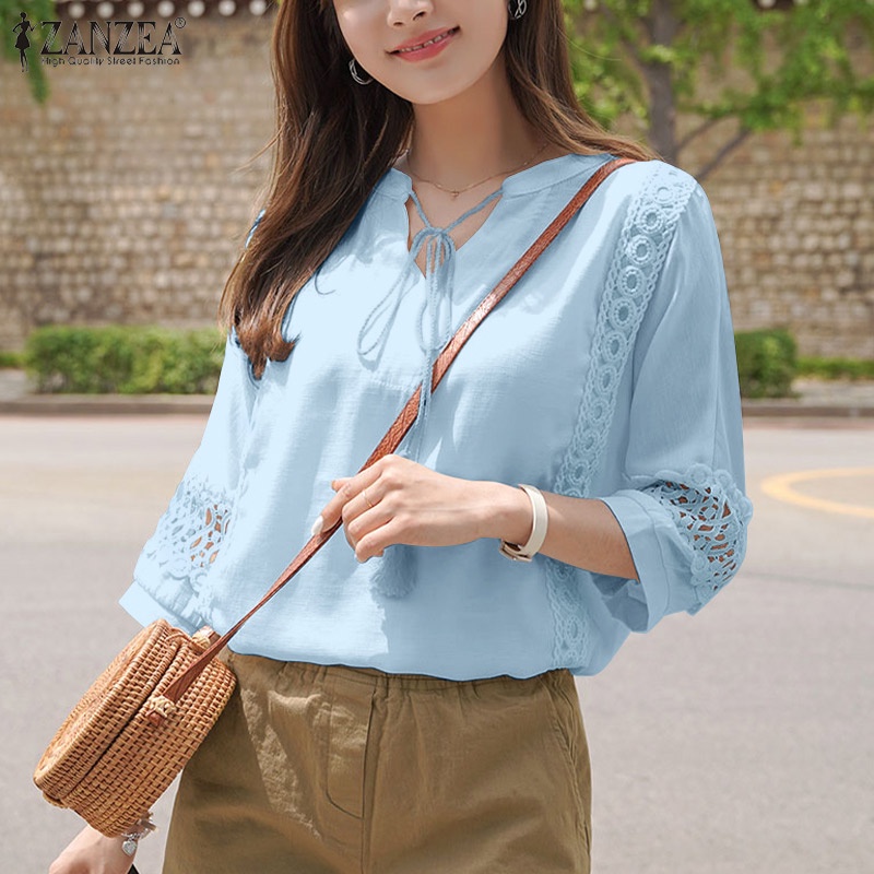 Zanzea Áo Nữ Tay 3 / 4 Cổ Chữ V Thời Trang Quyến Rũ