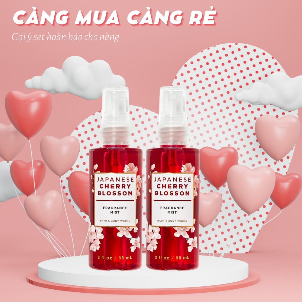 Xịt Thơm Toàn Thân Body Mist Bath And Body Works Japanese Cherry Blossom Tinh Tế Hương Anh Đào Nhật Bản Chai Mini 88ml