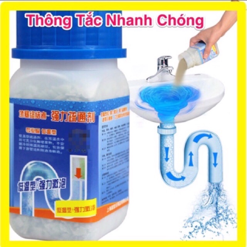 Bột thông tắc cống, đường ống nước, bồn cầu cực mạnh - nắp xanh