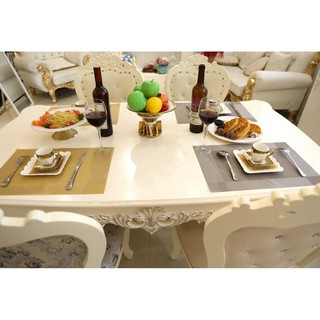 Bộ 6 Tấm lót bàn ăn PVD Polyester cao cấp sang trọng European Style 45x30cm (Màu Xám)