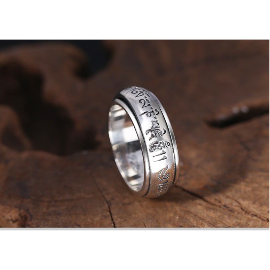 Nhẫn XOAY Om Mani Padme Hum Tây Tạng - NH214