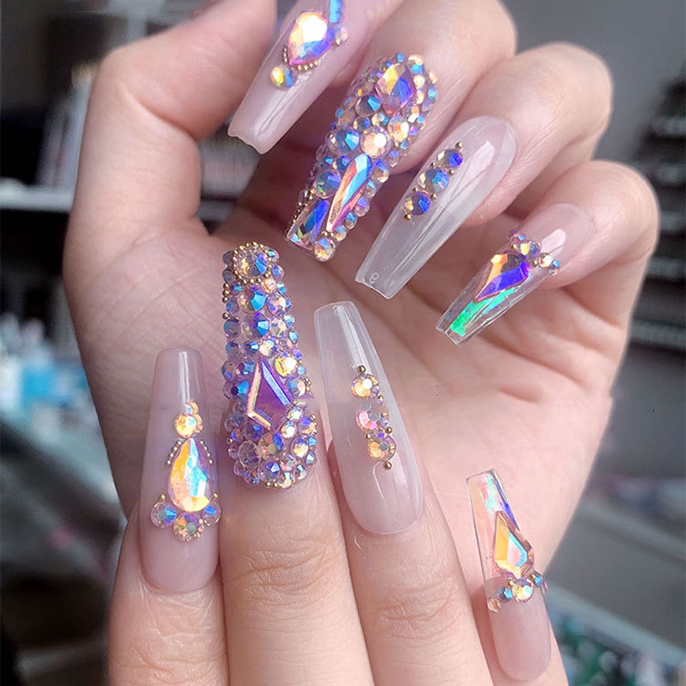 [Hàng mới về] Phụ kiện đá đầy màu sắc thời trang để trang trí móng tay nghệ thuật thủ công