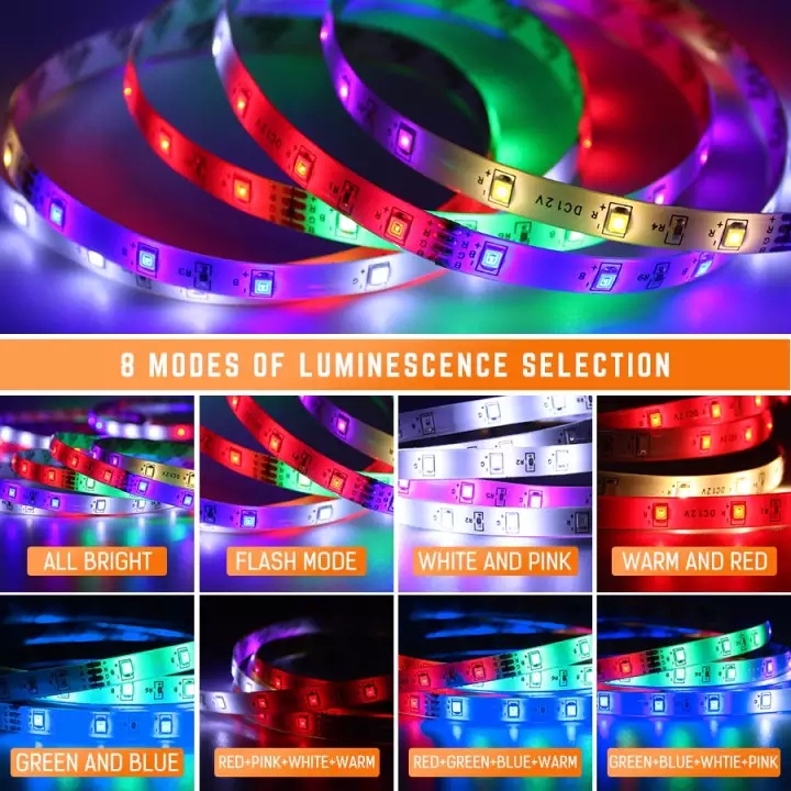 GF Dải Đèn Led Rgb Smd 2835 Dài 5m Chống Thấm Nước Dùng Trang Trí Nhà Cửa