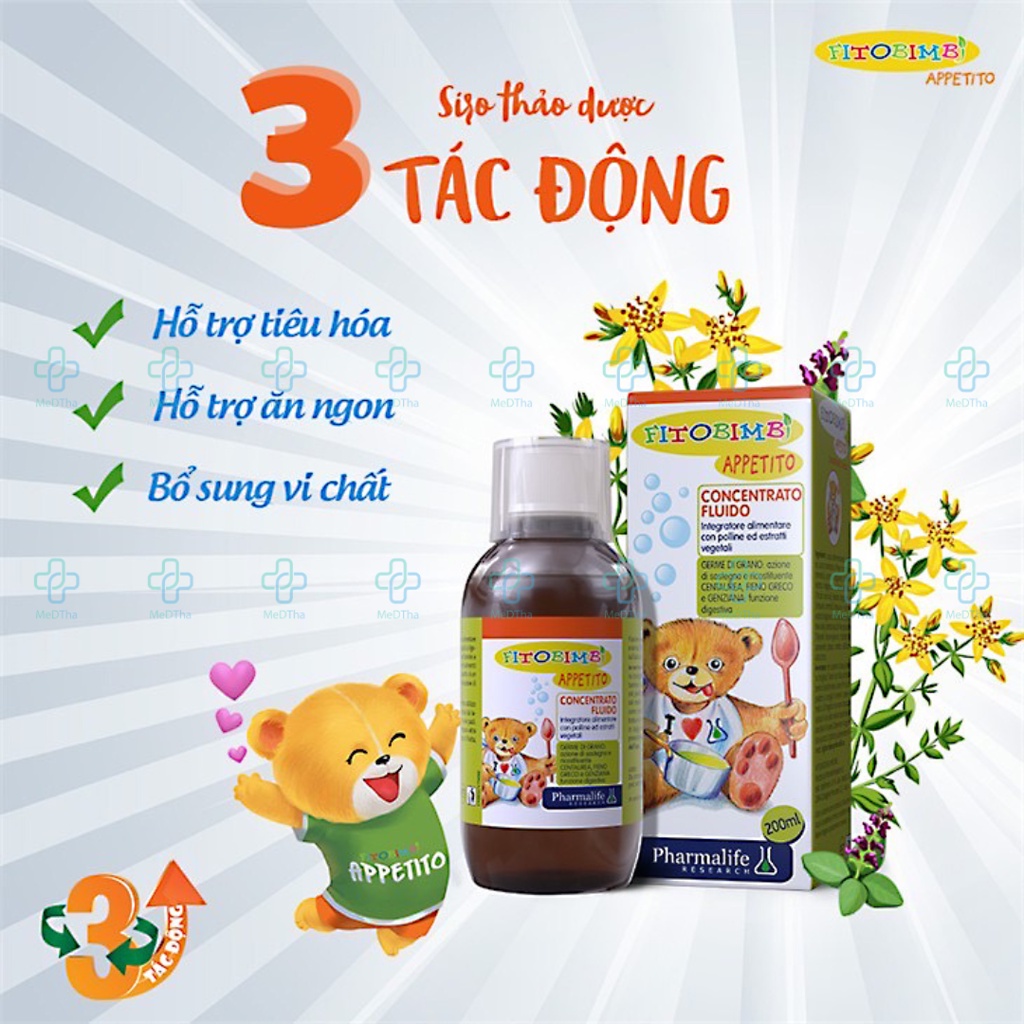 Fitobimbi Appetito - Siro Ăn Ngon Cho Bé, Ăn Ngủ Ngon, Bổ Sung Vitamin, Tăng Sức Đề Kháng (Lọ 200ml) [Chính Hãng]