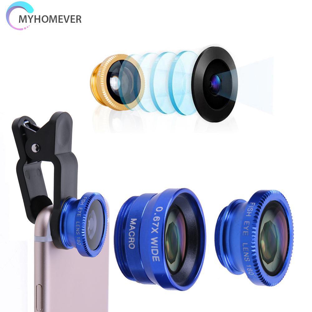 myhomever 3 in 1 Fish Eye+ Wide Angle+ Macro Camera Lens Kit for Phone