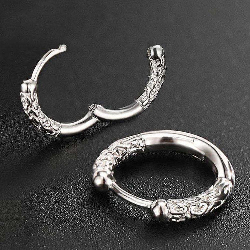 SOMEDAYZL Khuyên Tai Tròn Khắc Họa Tiết Sáng Tạo Cho Nam Và Nữ