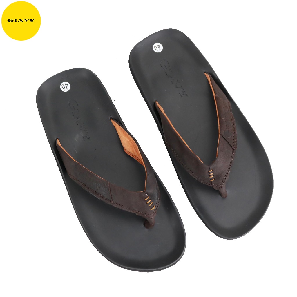 Dép kẹp nam, dép nam quai da mặt cao su, DTL218 - GIÀY GIAVY