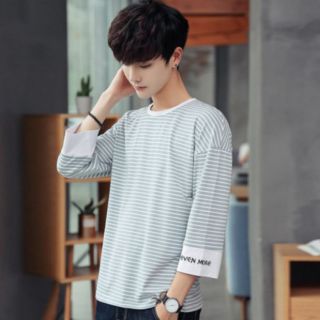 Áo phông kẻ ngang tay lỡ(sẵn size L hình 1)