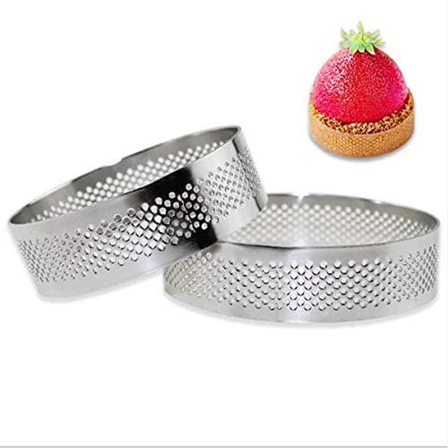 Khuôn làm bánh tart hình tròn đục lỗ bằng thép không gỉ bền bỉ tiện lợi 8cm
