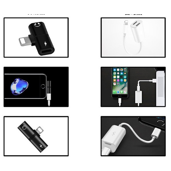 jack chia tai nghe iphone 7,8,X vừa sạc vừa nghe nhạc -OTG7