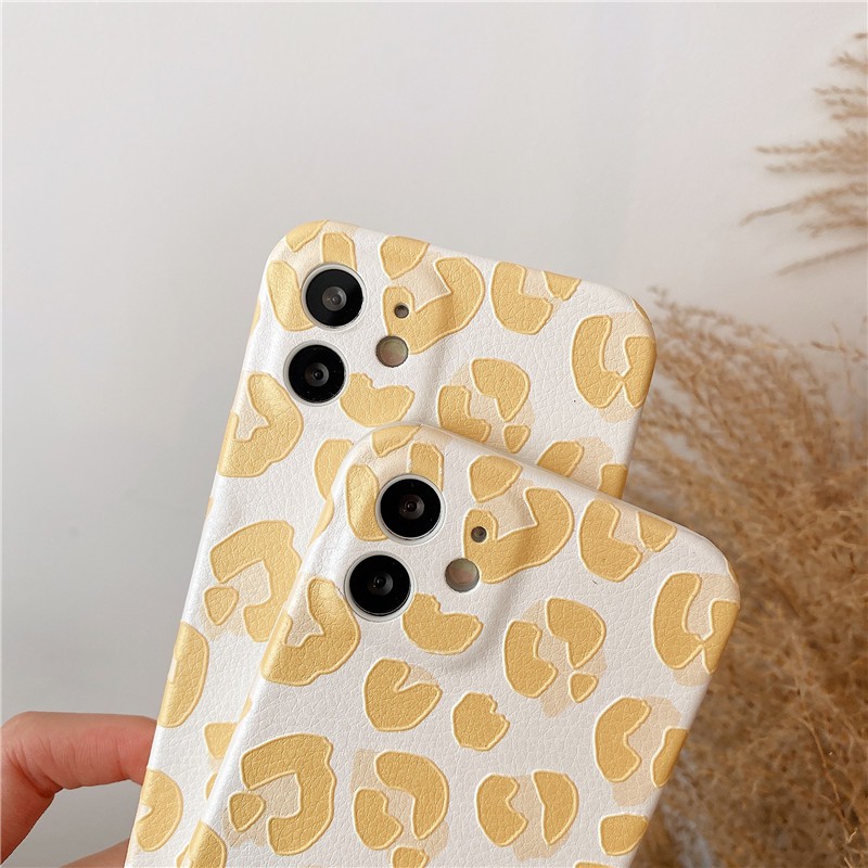 Ốp lưng iPhone iPhone 11 Pro Max / iPhone12 / iPhone X / iPhone 7 Plus / iPhone 8 / iPhone 6 / iPhone 11 Ốp lưng chống rơi vân da báo màu vàng da cừu thẳng cạnh iPhone 11