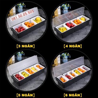 Khay đựng thạch, topping 3,4,5, 6 ngăn có nắp đậy