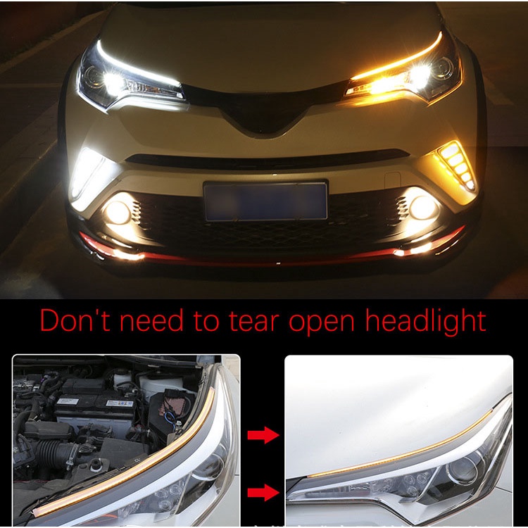 Cặp dây đèn led mí xe hơi daylight ~  xi nhan 60cm  siêu mỏng 4mm