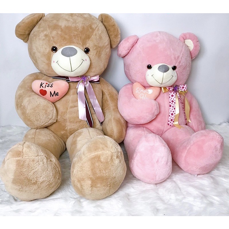 Gấu Bông Teddy Tim Lệch Đeo Nơ Cao Cấp - Gấu Bông Mina