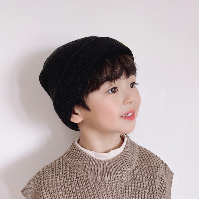 Mũ beanie dệt kim co giãn giữ ấm thời trang mùa đông cho bé
