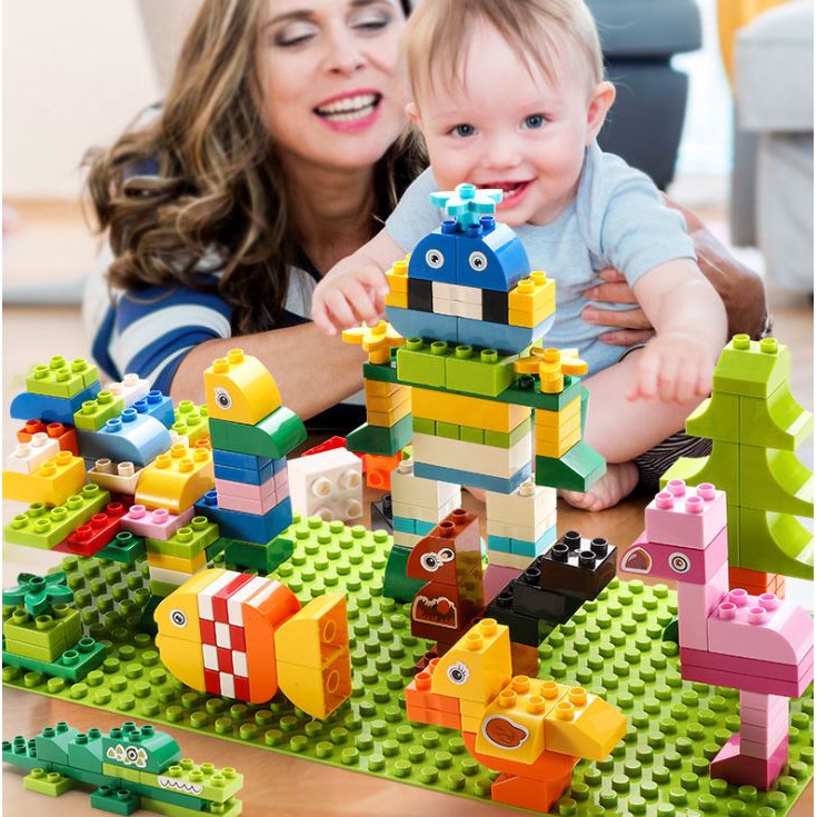 xếp hình lego dublo miếng lớn chất lượng cao phù hợp cho trẻ từ 3 đến 10 tuổi[hộp siêu đẹp 50 100 200 miếng ghép]