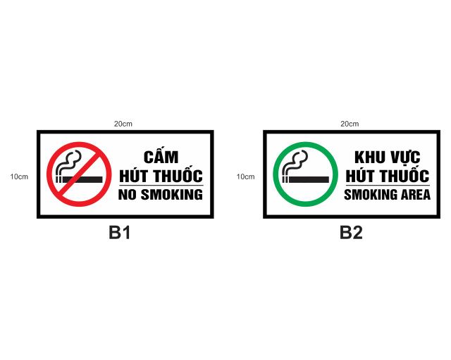 Bảng mica 2 li cấm hút thuốc - No Smoking nhiều kích thước