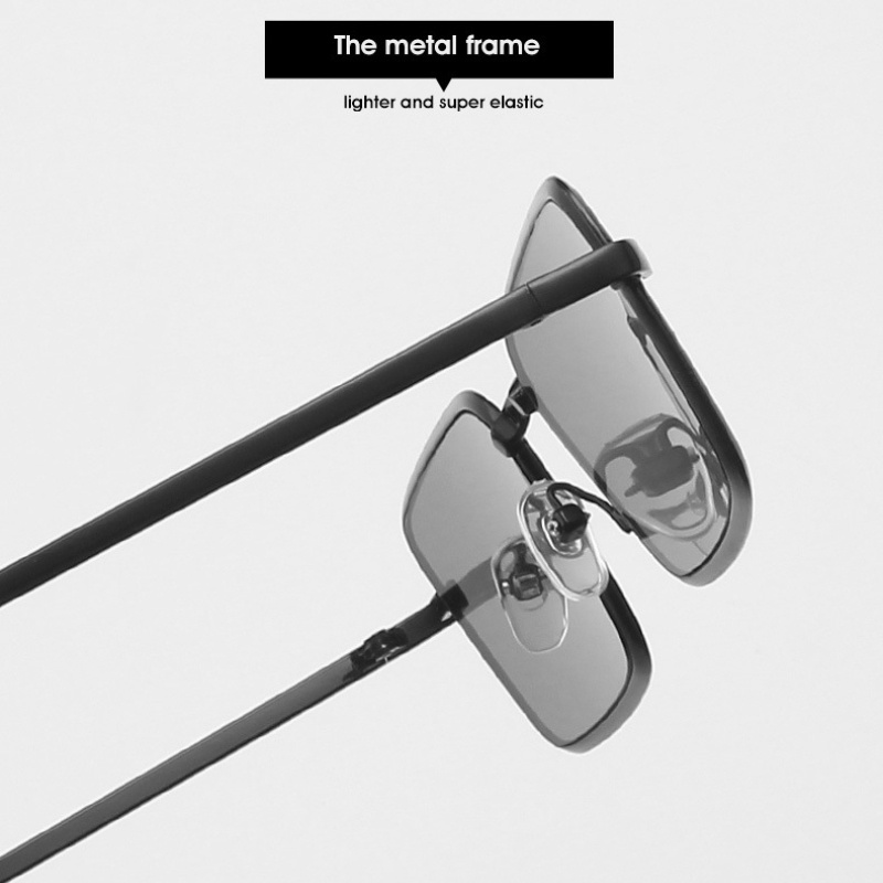 (KIQI-FASHION) COD Kính Mát Gọng Vuông Kim Loại Chống Tia Uv400 Thời Trang Dành Cho Nam Và Nữ