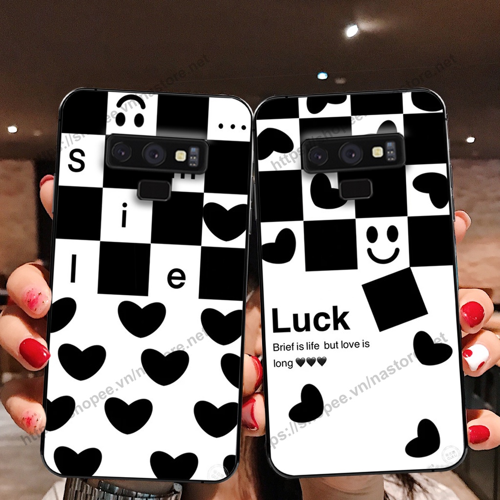 Ốp lưng Samsung Note 8 / Samsung Note 9 trái tim họa tiết caro, mikey họa tiết beabrick kaws cute
