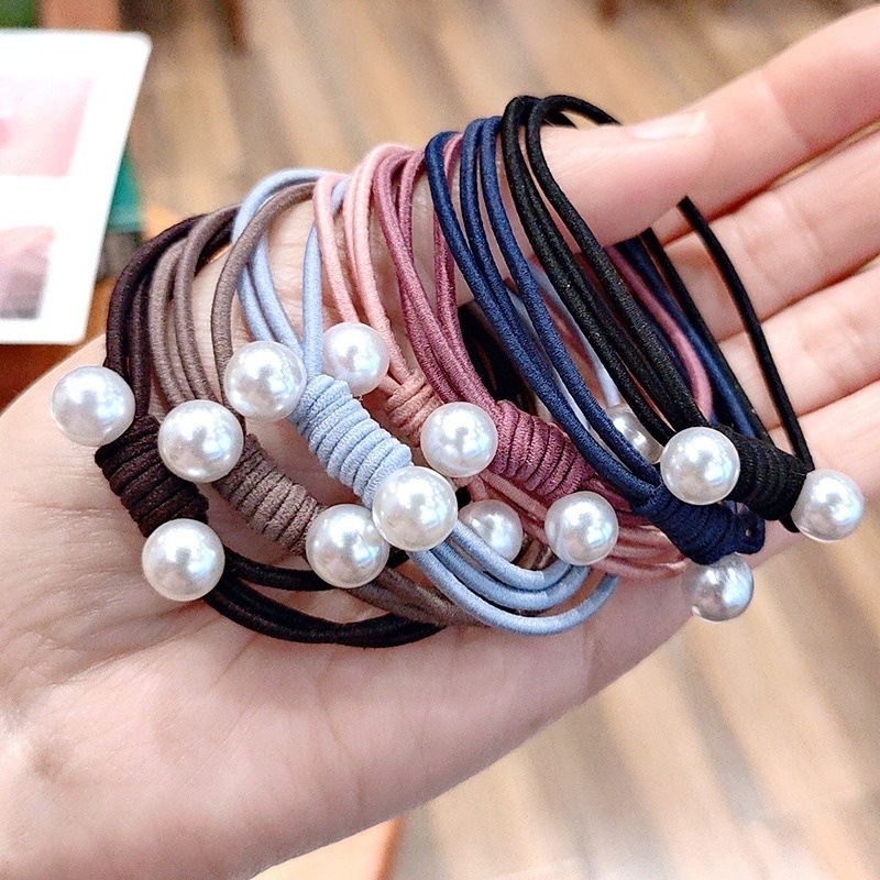 1 Dây Buộc Tóc Nylon Đính Ngọc Trai Giả Thời Trang Nữ