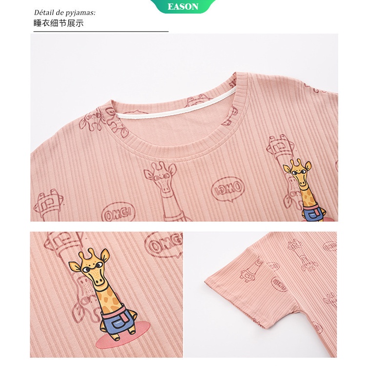 Bộ Đồ Ngủ Tay Ngắn In Họa Tiết Hoạt Hình Dễ Thương Thời Trang Mùa Hè Cho Nữ M-2Xl