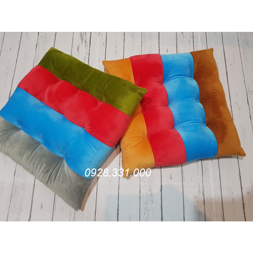 Nệm lót ngồi bệt, nệm lót ghế Vải Nhung Mix màu