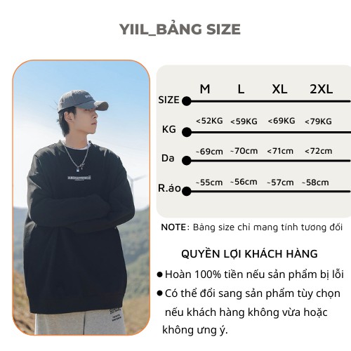 Áo sweater nam nữ unisex nỉ bông in chữ ABDH form rộng hoodie không cổ basic phong cách Hàn Quốc YiiL SW02