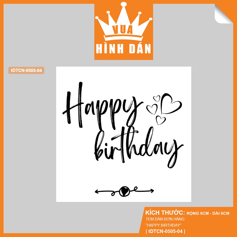 Set 50/100 sticker HAPPY BIRTHDAY  - nhãn dán lên hộp quà, gói quà hoặc túi đựng sản phẩm, kiện hàng )