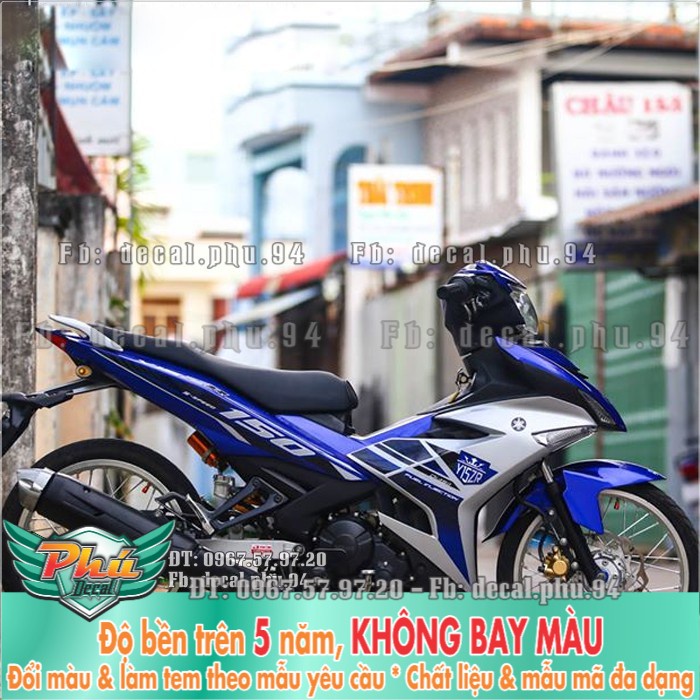Tem rời EX 150 Y15 ZR bạc xanh (P) -1