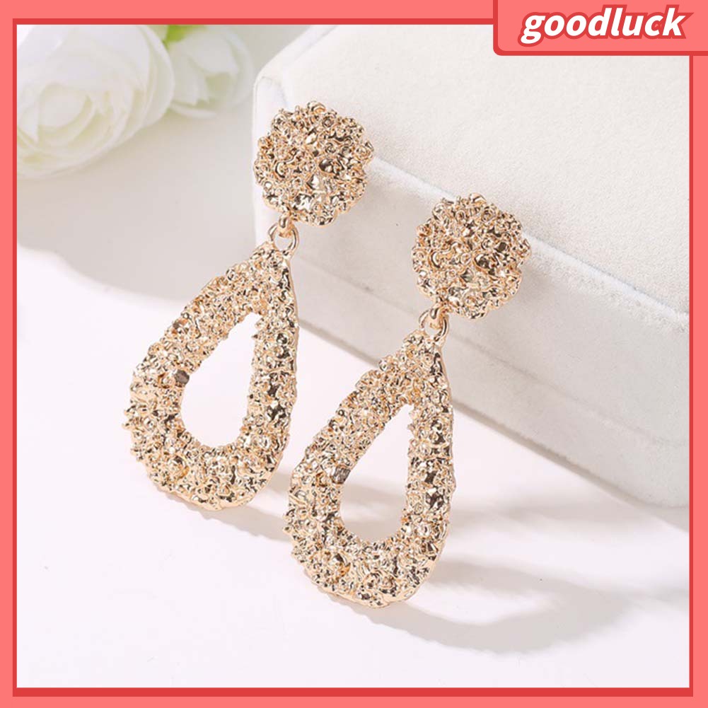 Bohemia Phụ nữ Hình học Emboss Rỗng Giọt nước mắt Dangle Stud Bông tai Trang sức Quà tặng