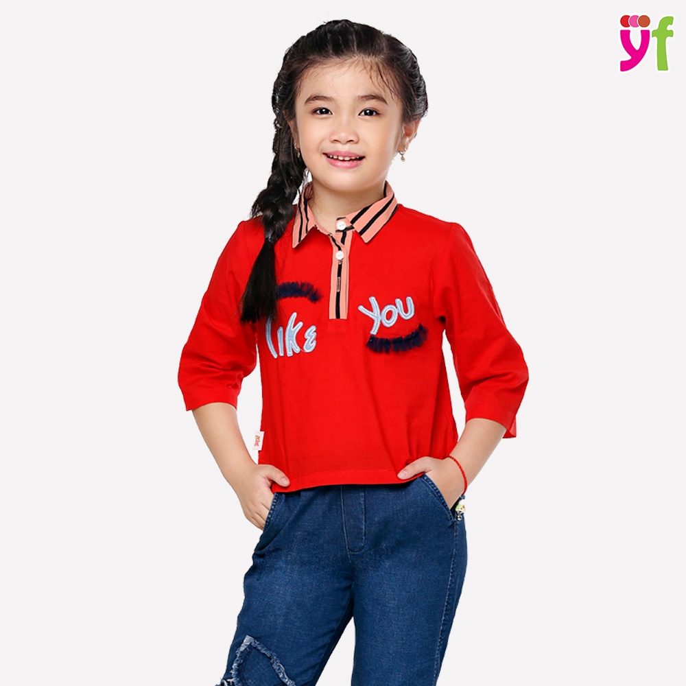 Áo Kiểu Cho Bé Gái Thêu Lông Mi, Vải Cotton Mềm Mát YF - 8AX531