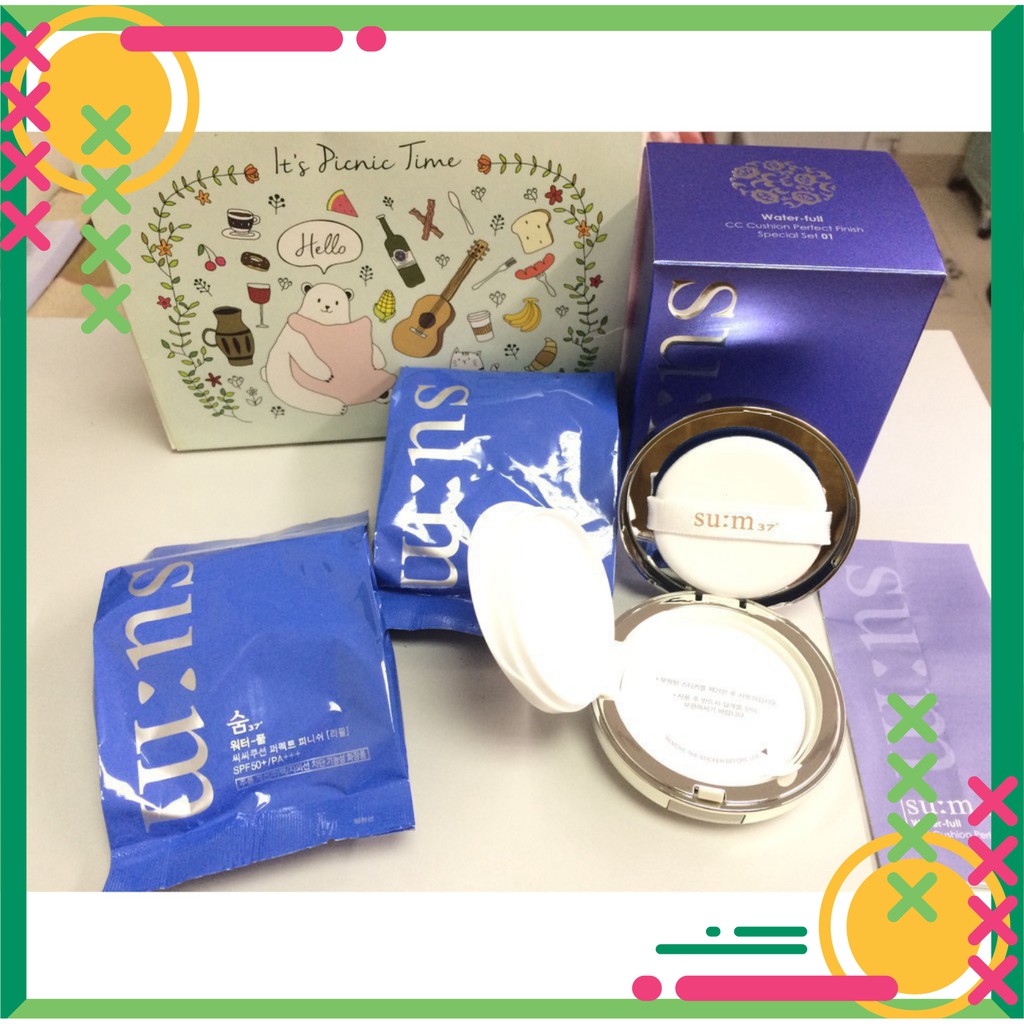 tuan026 Set Phấn Nước Sum37 Waterfull CC Cushion Perfect Finish Special Set 3pcs tuan026
