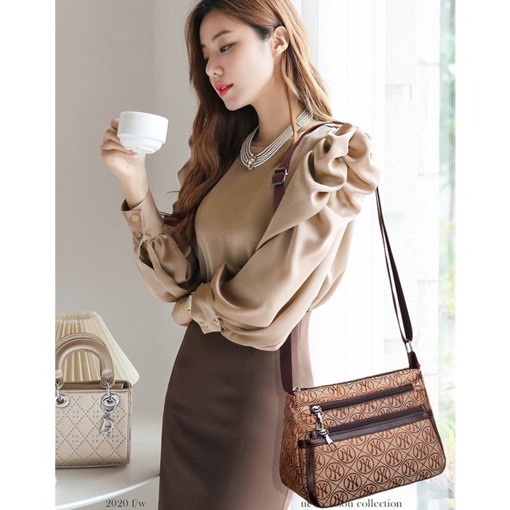 Túi đeo chéo nữ, vải dù gấm chống thấm nước size 25cm