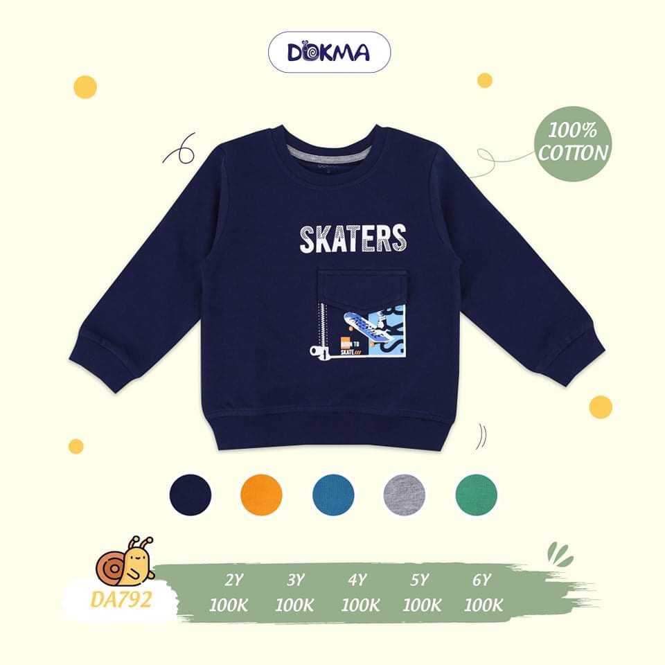 Áo thun dài tay thu đông vải cotton chất dày dặn cho bé trai Dokma sale size 2-6Y DA792 Lamiha