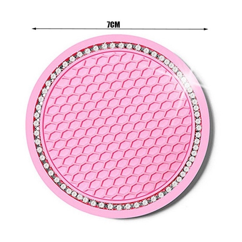 Tấm Lót Cốc Nước/Chai Nước Trong Xe Hơi Đính Đá Lấp Lánh Chống Trượt 7Cm