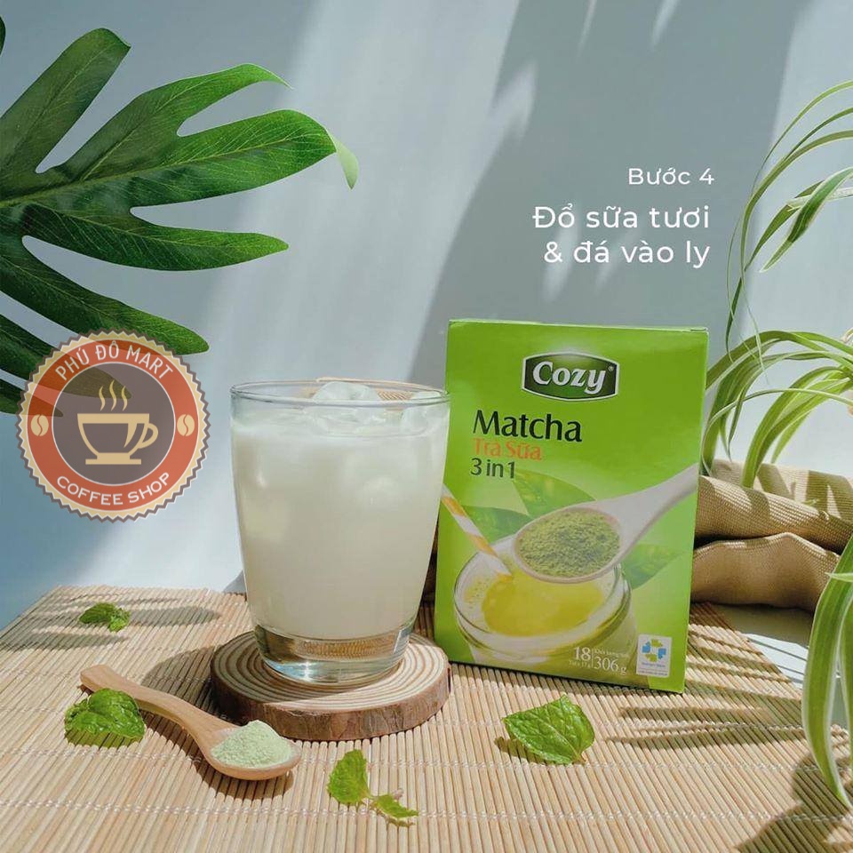 Trà COZY Matcha 3in1 hộp 18 gói