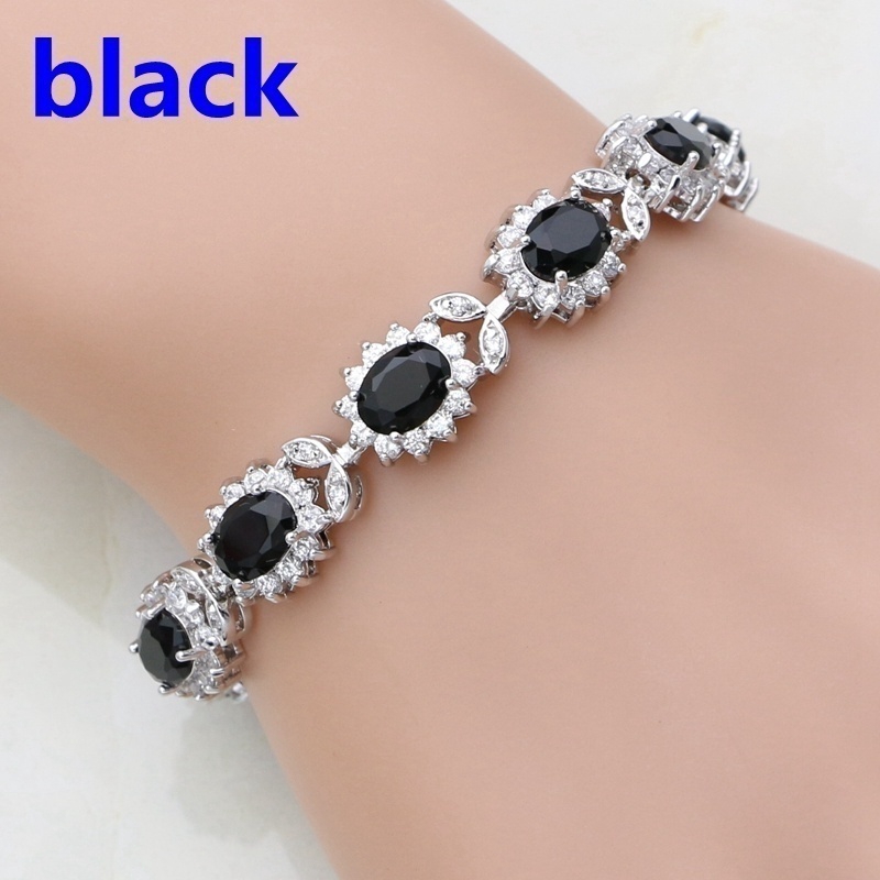Vòng Tay Bạc Lấp Lánh Hình Oval Cho Nữ